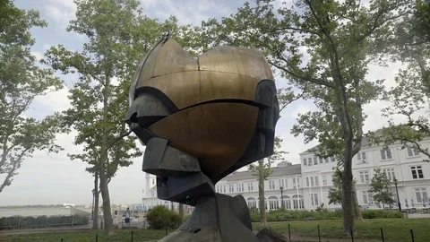 World Trade Center Sphere at Battery Park in New York City. 4K UHD. Stock Footage