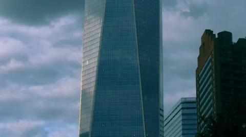 World Trade Center Time Lapse of Clouds and reflectons Stock Footage 45971183