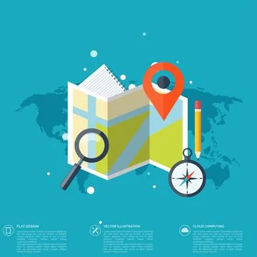 World travel concept background. Flat icons. 스톡 일러스트