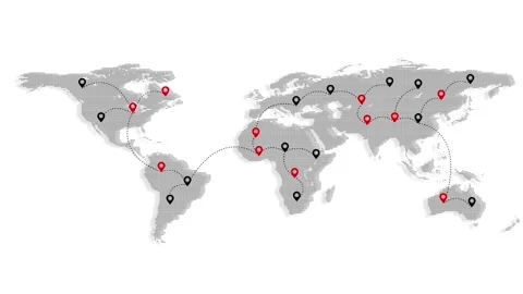 World Travel Route Map with Connected Markers Stock Footage 341369500