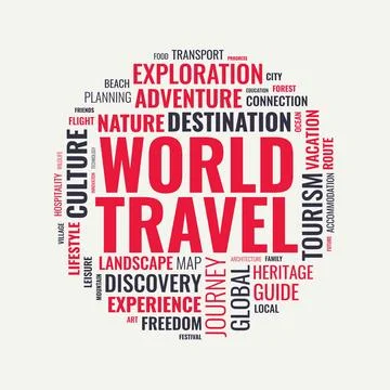 World Travel Word Cloud Vector Illustration Stock Illustration
