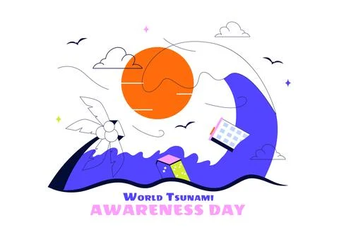 World Tsunami Awareness Day Vector Illustration Featuring Disaster Prepared.. Stock Illustration