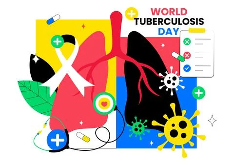World Tuberculosis Day Vector Illustration Featuring Lungs and Bacteria for.. Stock Illustration