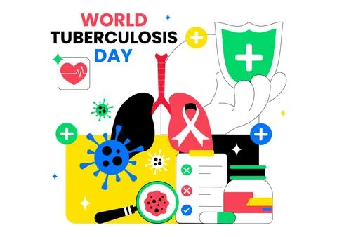 World Tuberculosis Day Vector Illustration Featuring Lungs and Bacteria for.. Stock Illustration