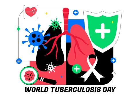 World Tuberculosis Day Vector Illustration Featuring Lungs and Bacteria for.. Stock Illustration