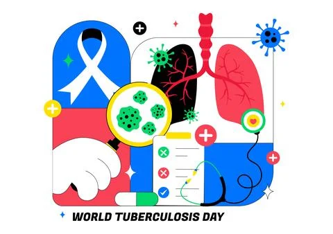 World Tuberculosis Day Vector Illustration Featuring Lungs and Bacteria for.. Stock Illustration