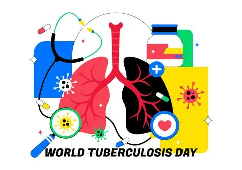 World Tuberculosis Day Vector Illustration Featuring Lungs and Bacteria for.. Stock Illustration