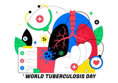 World Tuberculosis Day Vector Illustration Featuring Lungs and Bacteria for.. Stock Illustration
