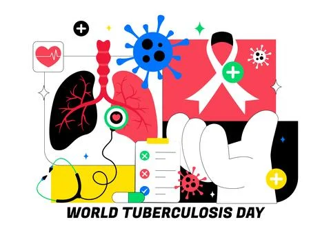 World Tuberculosis Day Vector Illustration Featuring Lungs and Bacteria for.. Stock Illustration