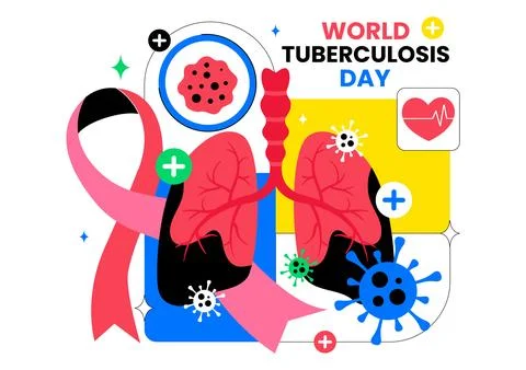 World Tuberculosis Day Vector Illustration Featuring Lungs and Bacteria for.. Stock Illustration