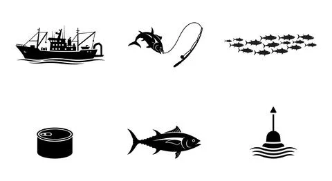 World Tuna Day vector illustration set, flat design graphics for seafood Stock Illustration