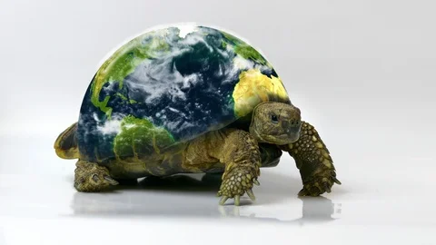 World Turtle Ancient Myth Concept With Giant Tortoise Supporting Planet Earth on Vídeos de archivo 103824703