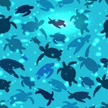 World Turtle Day 23 May background. Turtle swims in the ocean against the bac Stock Illustration