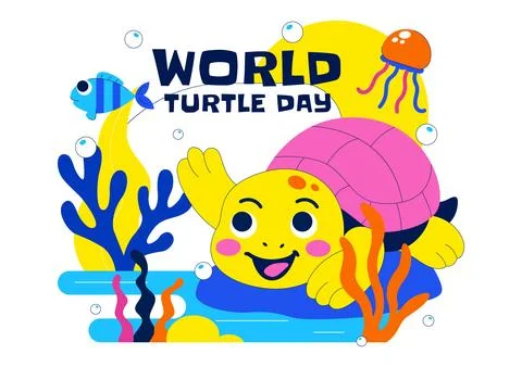World Turtle Day Celebration Vector Illustration Featuring Sea Turtle and O.. Stock Illustration