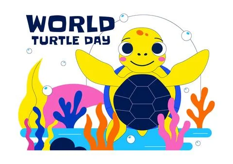 World Turtle Day Celebration Vector Illustration Featuring Sea Turtle and O.. Stock Illustration
