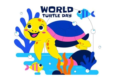 World Turtle Day Celebration Vector Illustration Featuring Sea Turtle and O.. Stock Illustration