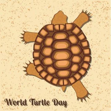 World Turtle Day. Reptile turtle running over the sand Stock Illustration