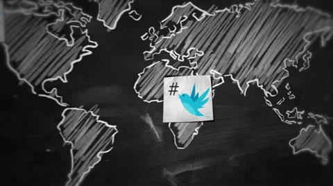World twitter Connection on Blackboard Stock Footage 37347519