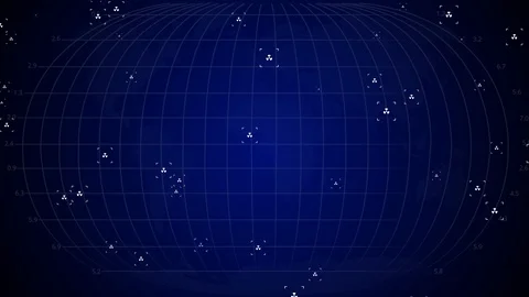 World Under Nuclear Attack According to a Map on a Computer Monitor with Stock Footage 123796571