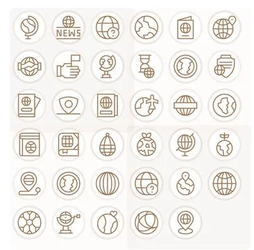 World Vector Graphics featuring 35 Regular Line Pixel Aligned 128x128 Designs Stock Illustration