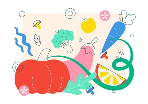 World Vegan Day Vector Illustration Featuring Plant Based Food, Fresh Veget.. Stock Illustration