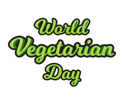 World Vegetarian day 3D Effect Typography poster. Happy vegetarian day green  Stock Illustration