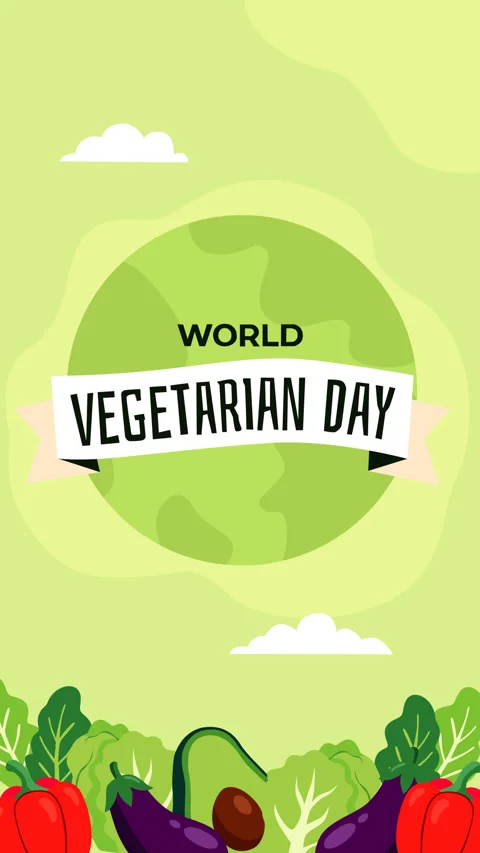 World Vegetarian Day Animated Motion Graphic Background with Fresh Vegetable 库存影片 345024544