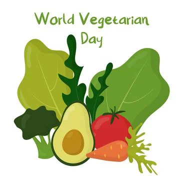 World Vegetarian Day. Vector set of vegetables. Stock Illustration
