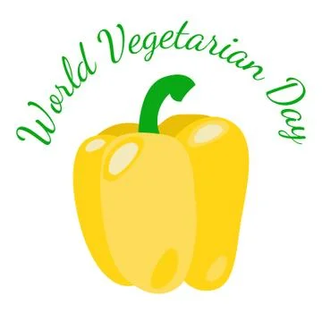 World Vegetarian Day. Vegetables - yellow bell pepper Stock Illustration