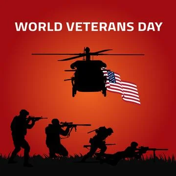 World Veterans Day Concept flat red background vector Design Stock Illustration