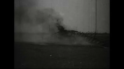World War 1 – Burning Plane Wreckage Stock Footage