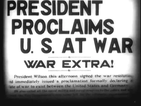 World War 1 is declared and President Woodrow Wilson and President Theodore Stock Footage 75410209