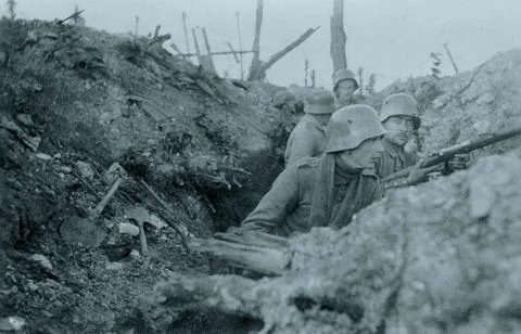 World War 1 - German soliders in a trench Stock Photos