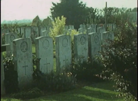 World War 1 Graveyard Burials / Cemetery Headstones  (1940s) Stock Footage 152766406