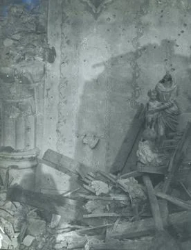 World War 1 - Inside a damaged chappel Stock Photos
