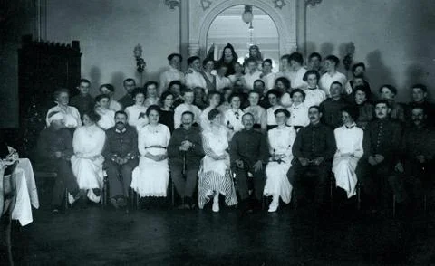 World War 1 – Large hall of a paramedic camp Stock Photos