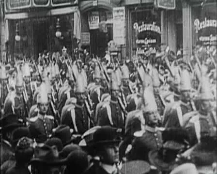 World War 1 - Special Prussian Military Parade in a City Video stock 22633170