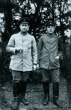 World War 1 - Two german soldiers are posing Stock Photos