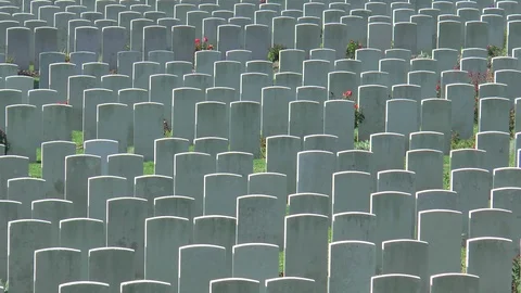 World War 1 War Graves Etaples Military Cemetery Stock Footage 99408950