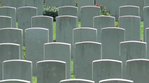 World War 1 War Graves Etaples Military Cemetery Slow Zoom Stock Footage 99416105
