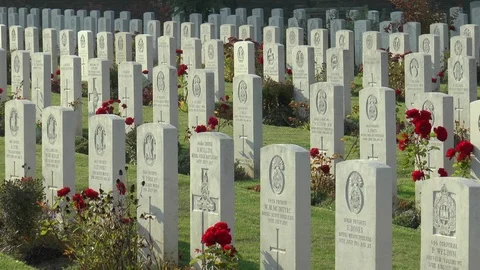 World War 1 War Graves Cabaret-Rouge Military Cemetery Stock Footage 99824739