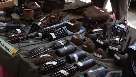 World War 1 Weapons Relic on Sale Stock Footage 76134100