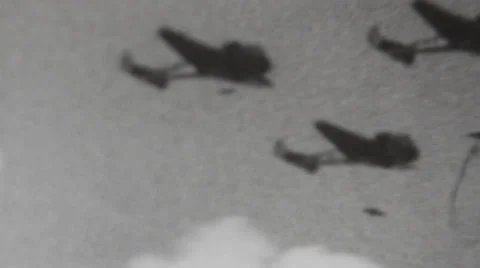 World War 2 - Airplanes Dropping bombs Stock Footage 35503252