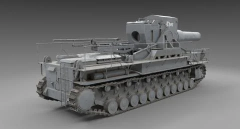 World War 2- Backside of German Mortar Karl with straight barrel Stock Illustration