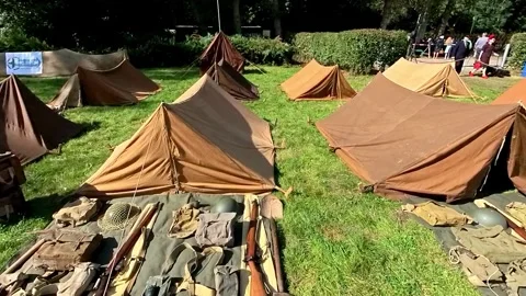 World War 2 Bren guns, pistols, firearms and military kit Video stock 250561244