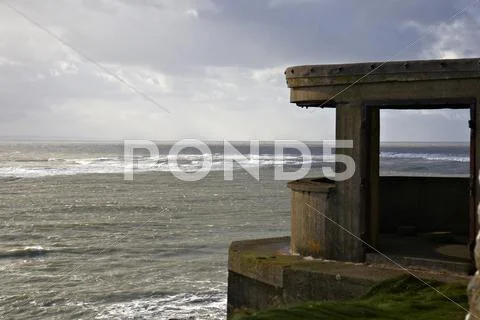 World war 2 building by mumbles lighthouse near swansea Stock Photos
