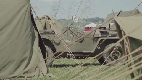 World War 2 - Camp Jeep Stock Footage 201034990