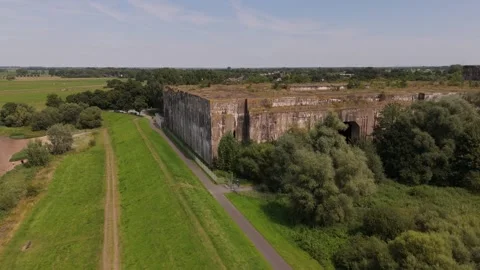 World war 2 DE bunker Valentin establishing, rising, opening shot Drone 4K 스톡 동영상 334232476
