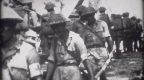 World War 2 - Marching Captured Japanese Soldiers Stock Footage 41277970