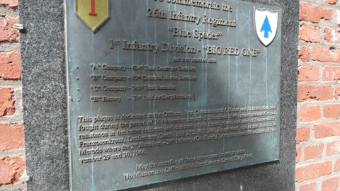 World war 2 memorial for the 26th infantry regiment "Blue Spader" and 1st Stock-Footage 313545008